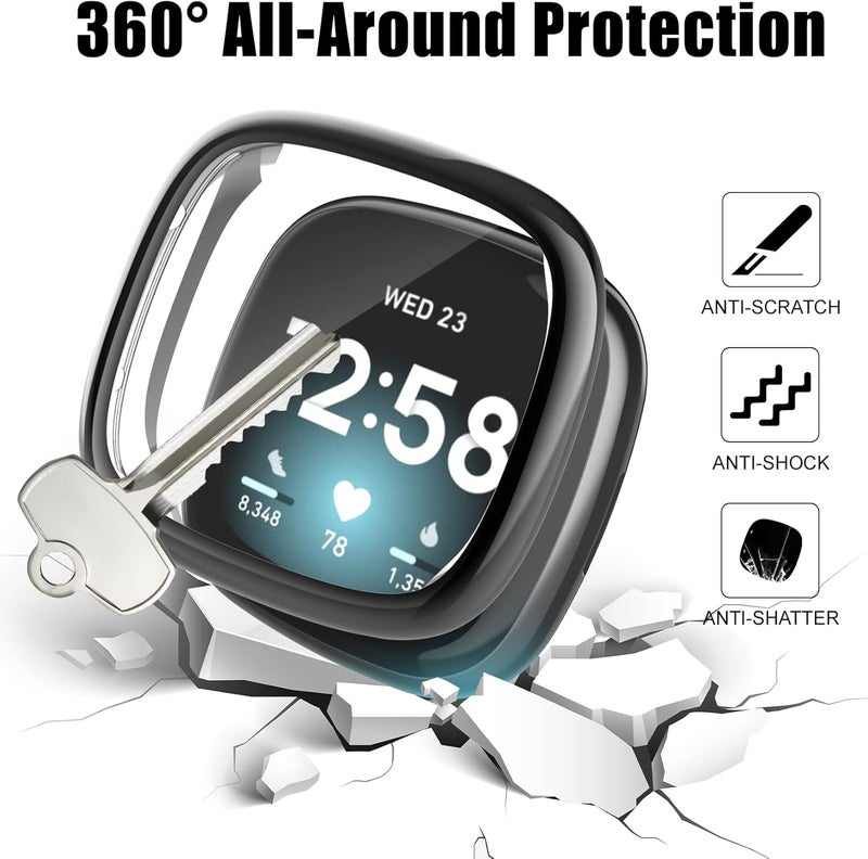 KPYJA Screen Protector for Fitbit Sense 2/Versa 4 Case, Soft TPU Plated Case All-Around Protective Screen Full Cover Bumper for Sense 2/Versa 4 Smart Watch - Image 3